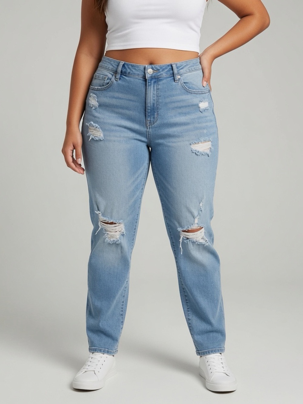 YMI Light Blue Distressed Boyfriend Jeans